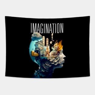 Imagination: The Dance of Imagination Where Wonders Are Born on a Dark Background Tapestry
