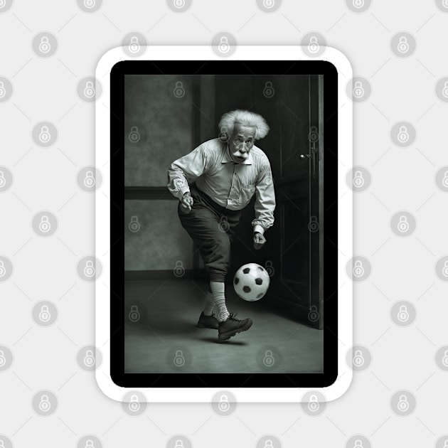 Einstein Kicks It Up: The Football Genius 7 Magnet by MAPublishings