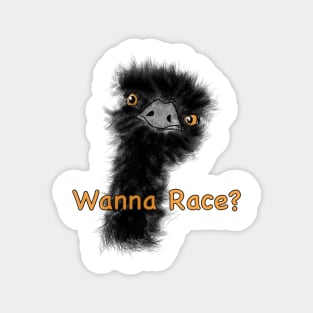 Whimsical Emu Racer Magnet