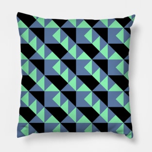 ’Zangles’ - in Spearmint Green and Air Force Blue on a Black base Pillow