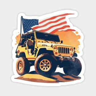 Vintage Summer 4th of July Jeep Beach Sunset car Magnet