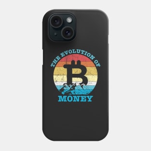 Bitcoin Crypto Retro Vintage Logo The Evolution of Money Cryptocurrency T-Shirt Phone Case