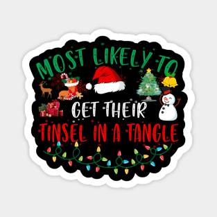 Most Likely To Get Their Tinsel In A Tangle Family Christmas Magnet