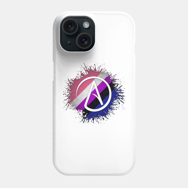 Paint Splatter Gender Fluid Pride Flag Atheist Symbol Phone Case by LiveLoudGraphics