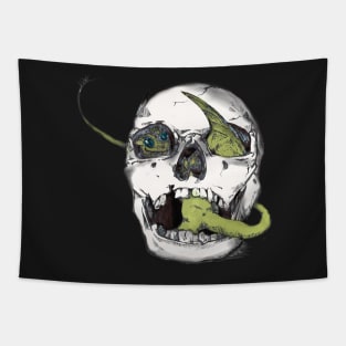 Airbrushed Dragon in a Skull (Little Peeper) Tapestry