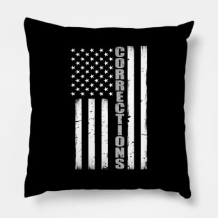 Thin Silver Line Corrections Flag Pillow