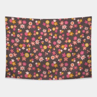 Pink Yellow Purple Flowers Tapestry