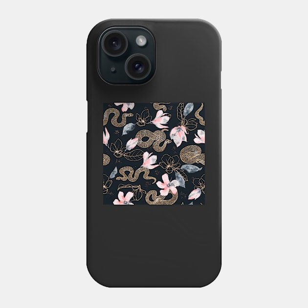 Snake flower pattern Phone Case by LittleNippon