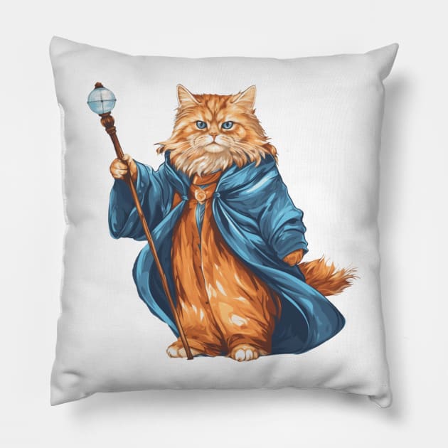 The Magical Tabby Cat Wizard Pillow by Nativusus