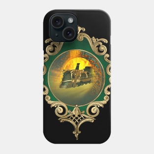 Awesome steampunk train comes through a gate Phone Case