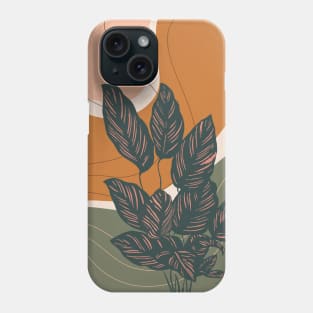 Mid Century Modern Plant Art, Abstract Botanical Illustration Phone Case