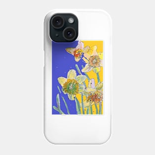 Abstract Yellow Daffodil Watercolor Pattern on Yellow Phone Case