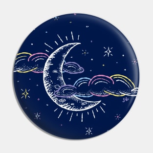 Rainbow moon and stars Pin