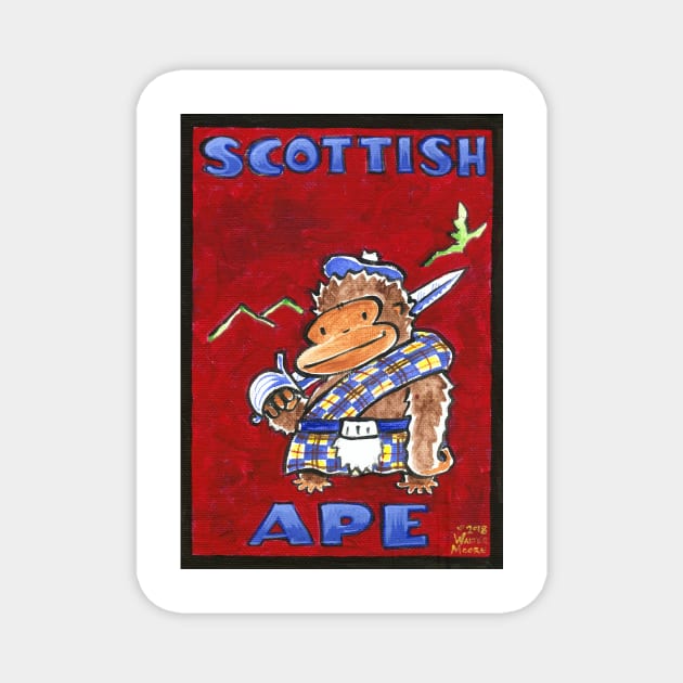 Scottish Ape on Red Magnet by WalterMoore