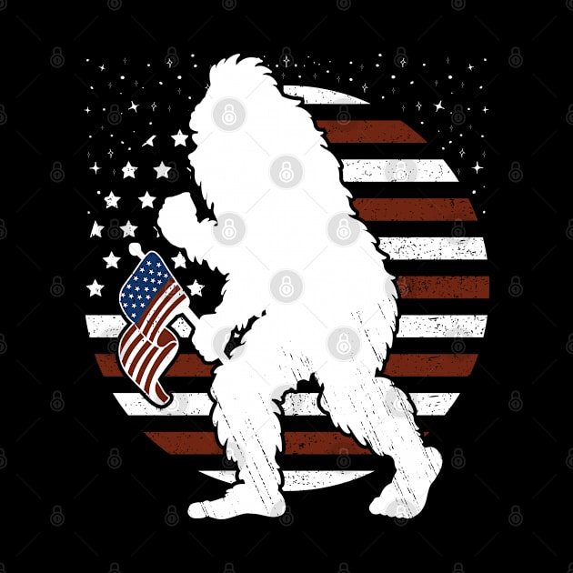 Bigfoot American Flag 4th Of july Retro by Tesszero