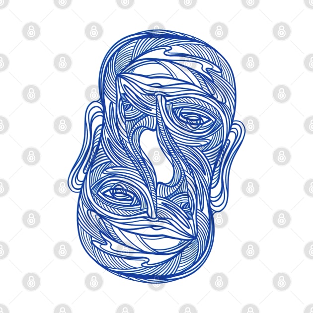 Symmetrical half face drawing - Abstract face #12 by DaveDanchuk