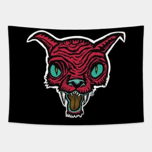 Red Bad Cat Tapestry