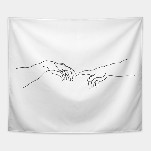 Creation Of Adam Minimal Drawing Creation Of Adam Tapestry Teepublic