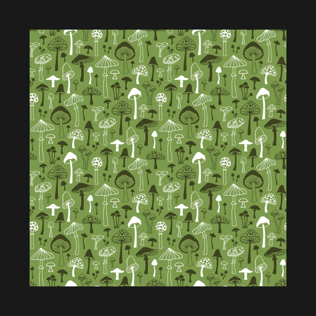 Mushrooms in Green by CajaDesign