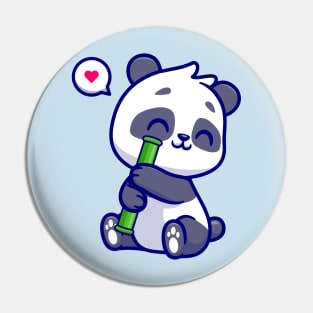 Cute Panda With Bamboo Cartoon Pin