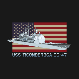 Ticonderoga CG-47 Ship Diagram American Flag Gift T-Shirt