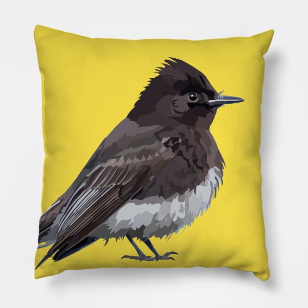 Black Phoebe Songbird Flycatcher Bird Pillow by MariaWorkman