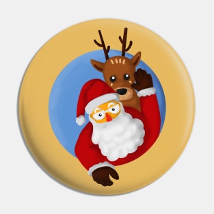 santa and deer Pin