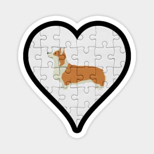 Pembroke Welsh Corgi Heart Jigsaw Pieces Design - Gift for Pembroke Welsh Corgi Lovers Magnet