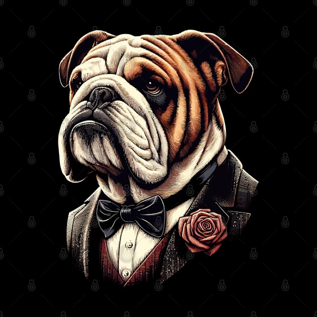 English Bulldog Wearing A Bow Tie by Kudostees