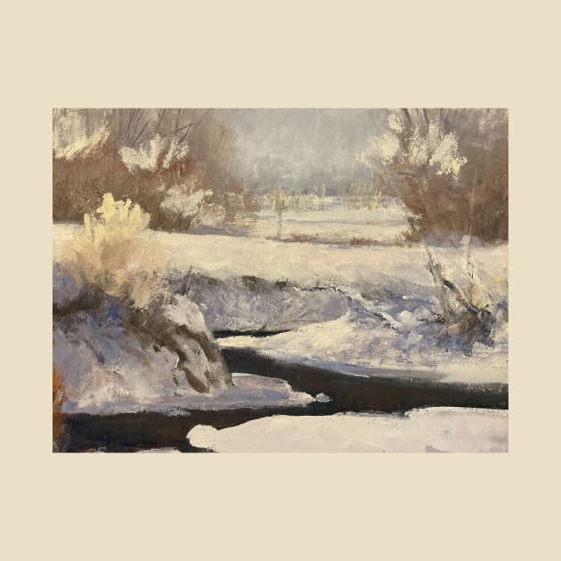 River Landscape Wintertime Oil on Canvas by Gallery Digitals