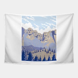 Mount Rushmore National Memorial Shrine of Democracy South Dakota USA WPA Art Poster Tapestry