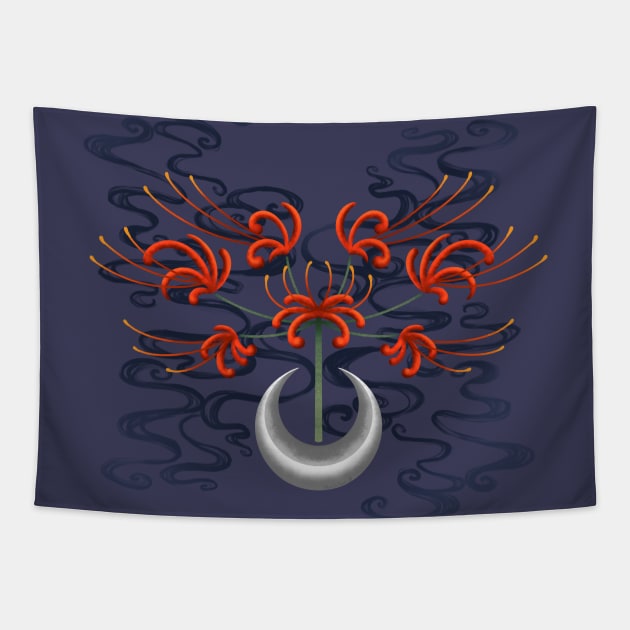 In darkness blooms the spider lily - Inspired by Tsukuyomi from Final Fantasy 14 Tapestry by SamInJapan