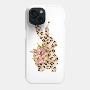 Cute leopard floral boho bunny silhouette illustration Phone Case