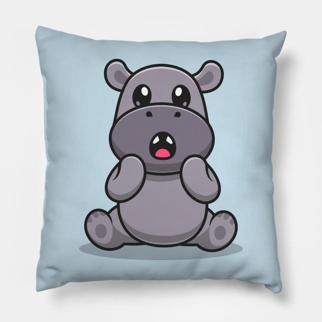 Cute Rhinoceros Surprised Cartoon Pillow by Catalyst Labs