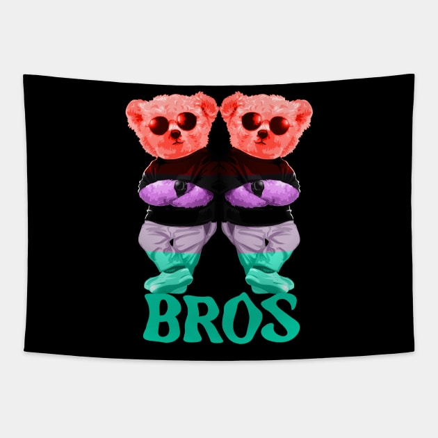 Teddy Bear Bros Tapestry by Proway Design