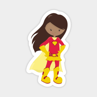 African American Girl, Superhero Girl, Red Costume Magnet