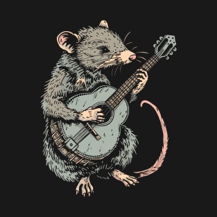 Weird Trash Kitty Guitar Possum Possum Love Animal T-Shirt