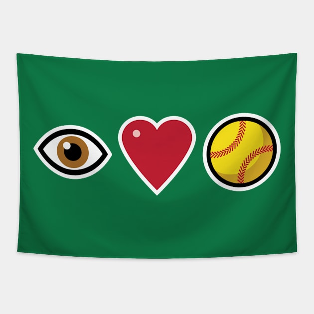 I Love Softball Tapestry by Fourteen21 Designs