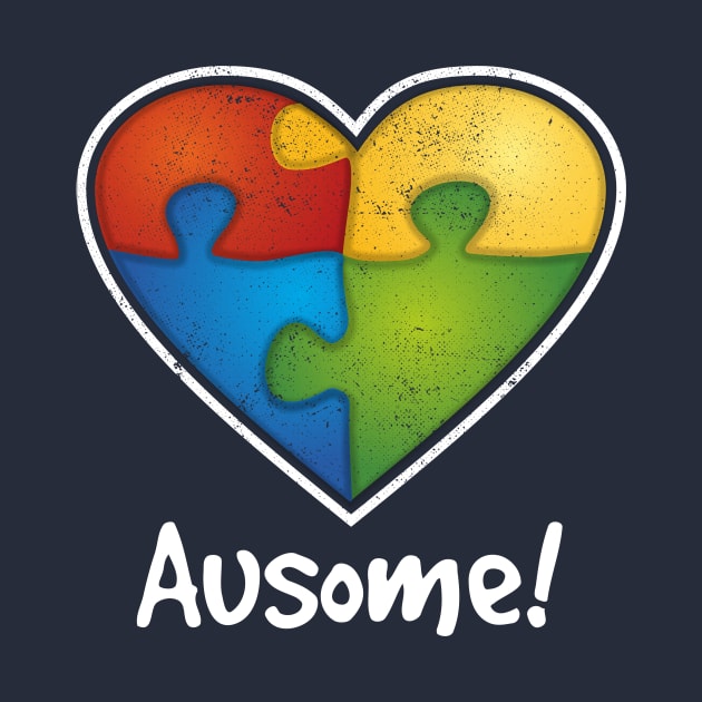 Ausome Jigsaw Heart Autism Pride by zeno27