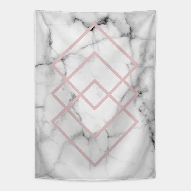 Real White Marble Blush Pink Tapestry by fivemmPaper