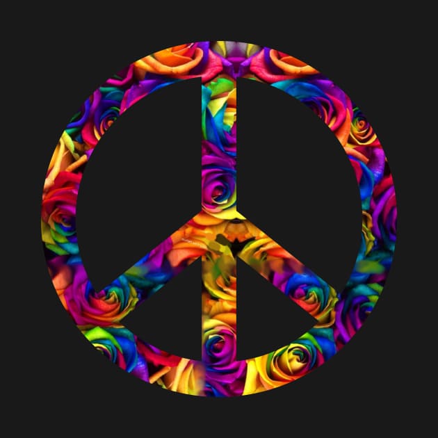 Peace And Love Symbol With Flower Power by Fusion Designs