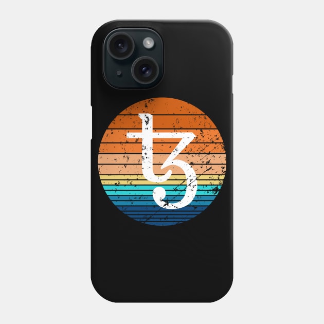 Tezos Cryptocurrency DeFi XTZ Crypto Vintage Sunset Phone Case by BitcoinSweatshirts