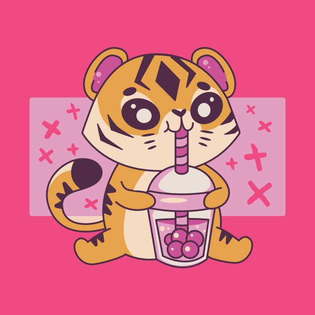 Cute - Kawaii Tiger - Boba by LAPublicTees