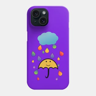 Rainbow Umbrella Raindrops Phone Case