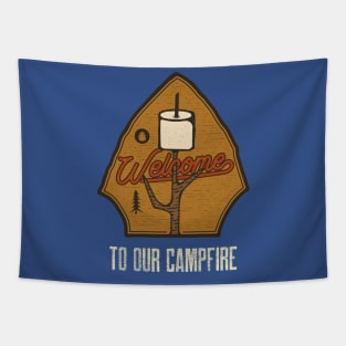 Welcome to Our Campfire / Retro Design / Camping Lovers / Vintage Design Tapestry