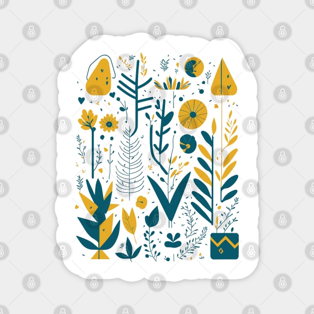Bohemian Style Floral Shapes Magnet by ElMass