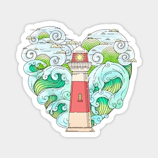 Lighthouse Wavey Sea Green Magnet