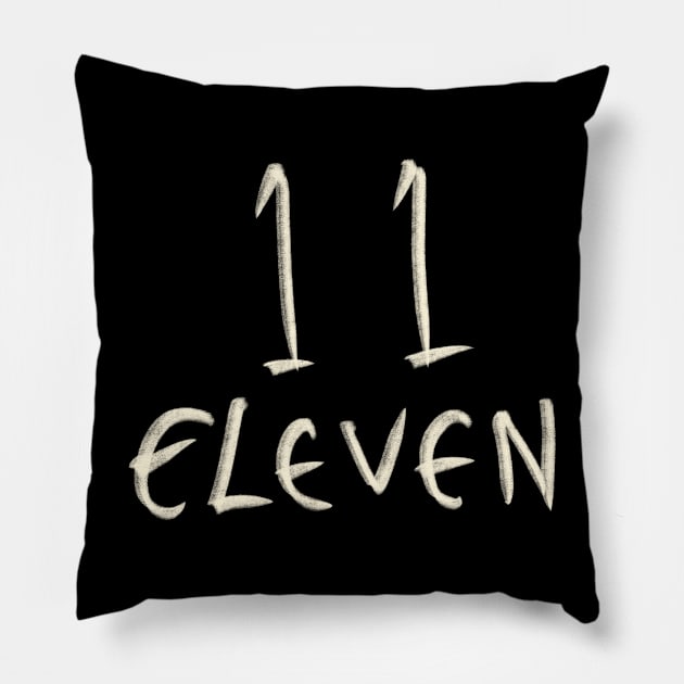 Hand Drawn Letter Number 11 eleven Pillow by Saestu Mbathi