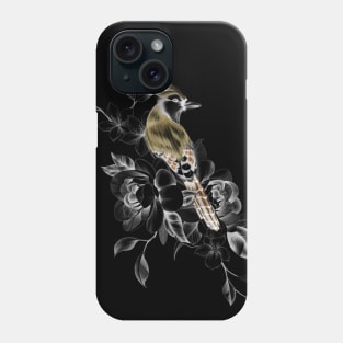 Beautiful Blue Jay Sitting on a Tree Branch with Flowers Phone Case