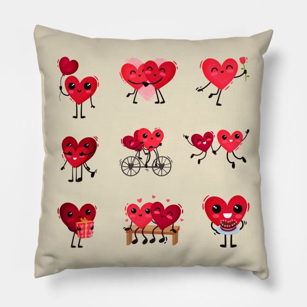 humanized hearts collection Pillow by Mako Design 